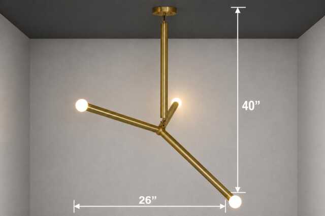 Modern Arrow Brass Pendant - Raw & Matte Black Light 3-Light Mid Century Ceiling Fixture Custom Size Lighting - image 1