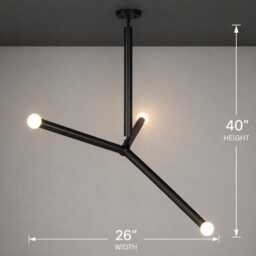 Modern Arrow Brass Pendant - Raw & Matte Black Light 3-Light Mid Century Ceiling Fixture Custom Size Lighting - thumbnail 2