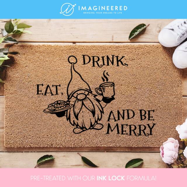 Eat Drink & Be Merry - Christmas Gift Holiday Gnome Doormat For Her Him Festive Home Decor - image 1