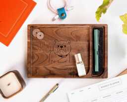 Custom Wood Valet Tray - Personalized Desk Organizer, Gift For Dad Or Husband - thumbnail 1