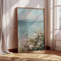 Vintage Beach Coastal Flowers, Wild Summer Print, Field Floral Spring Print - thumbnail 1