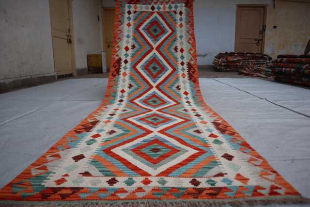 3x9 Ft Stunning Runner Rug, Afghan Handmade Kilim Maimana Chubi Flatweave Oriental Hallway Carpet - image 1