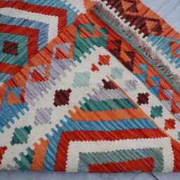 3x9 Ft Stunning Runner Rug, Afghan Handmade Kilim Maimana Chubi Flatweave Oriental Hallway Carpet - thumbnail 4