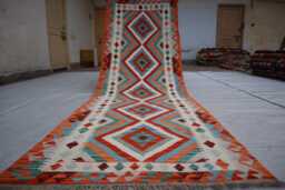 3x9 Ft Stunning Runner Rug, Afghan Handmade Kilim Maimana Chubi Flatweave Oriental Hallway Carpet - thumbnail 1