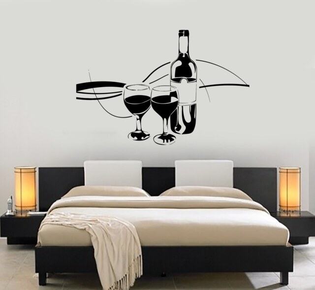 Wall Vinyl Decal Wine Vine Glasses Amazing Restaurant Kitchen Mural Art 1496Dz - image 1