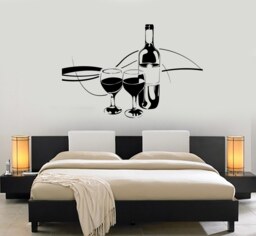 Wall Vinyl Decal Wine Vine Glasses Amazing Restaurant Kitchen Mural Art 1496Dz
