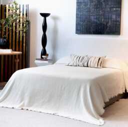 Pure White Linen Blanket Made With Double Woven Linen Fabric, Throw Blanket, White Bed Cover, Gorgeous Size - thumbnail 1