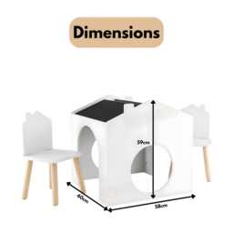 Kids Wooden Activity Desk Chair Set Chalkboard Study Table Bedroom Decor Gift - thumbnail 4