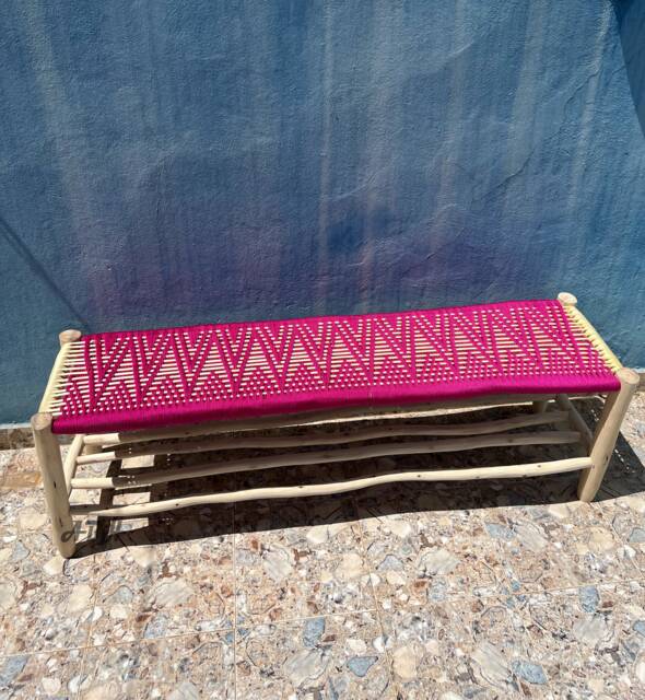 Moroccan Wooden Bench , Handmade Storage - image 1