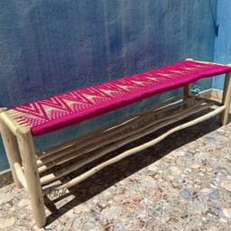 Moroccan Wooden Bench , Handmade Storage - thumbnail 4