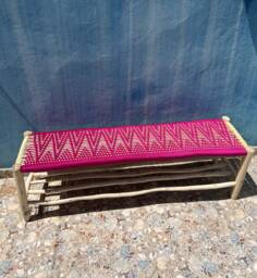 Moroccan Wooden Bench , Handmade Storage - thumbnail 1