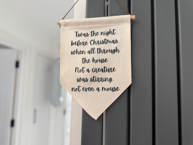 Twas The Night Before Christmas Linen Flag - Holiday Home Decor - image 1