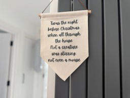 Twas The Night Before Christmas Linen Flag - Holiday Home Decor - thumbnail 1