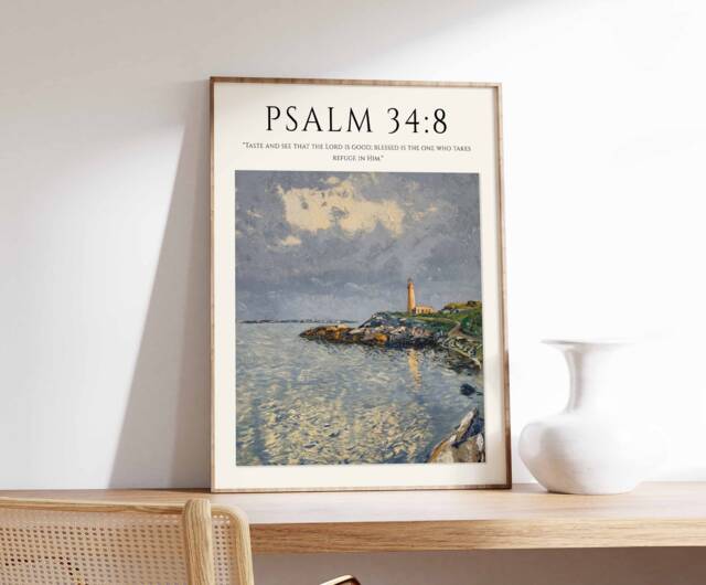 Bible Verse Poster, Art, Monet Christian Gift, Decor, Floral Print, Botanical Wall Art - image 1