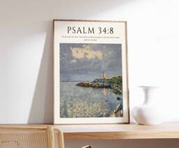 Bible Verse Poster, Art, Monet Christian Gift, Decor, Floral Print, Botanical Wall Art - thumbnail 1