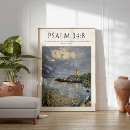 Bible Verse Poster, Art, Monet Christian Gift, Decor, Floral Print, Botanical Wall Art - thumbnail 3