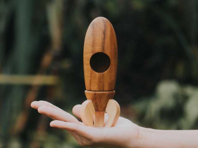 Teak Wooden Rocket Ship, Space Toy, Toy Rocket, Waldorf Solar System Eco Friendly Gift, Child Development, Decor - image 1