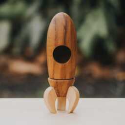 Teak Wooden Rocket Ship, Space Toy, Toy Rocket, Waldorf Solar System Eco Friendly Gift, Child Development, Decor - thumbnail 3