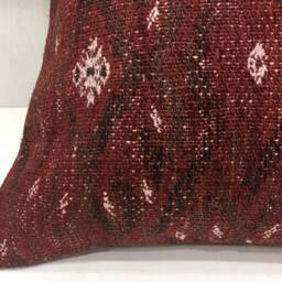 Vintage Turkish Kilim Pillow Cover, Handwoven Sofa Cushion - 16x16 - thumbnail 3