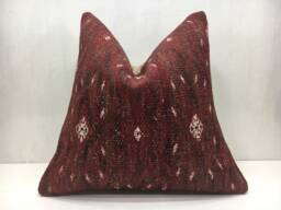 Vintage Turkish Kilim Pillow Cover, Handwoven Sofa Cushion - 16x16 - thumbnail 1