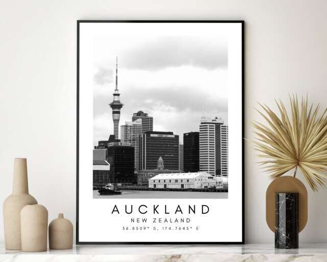 Auckland Sky Tower Print New Zealand Travel Art - image 1