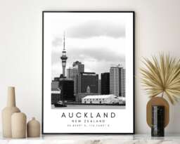 Auckland Sky Tower Print New Zealand Travel Art - thumbnail 1
