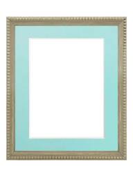 Crown Clay Photo Frame With Blue Mount, Wooden Bobbin Distressed - thumbnail 1