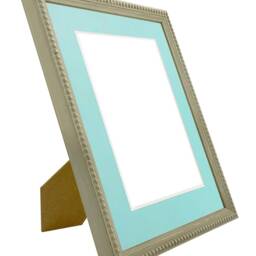 Crown Clay Photo Frame With Blue Mount, Wooden Bobbin Distressed - thumbnail 2