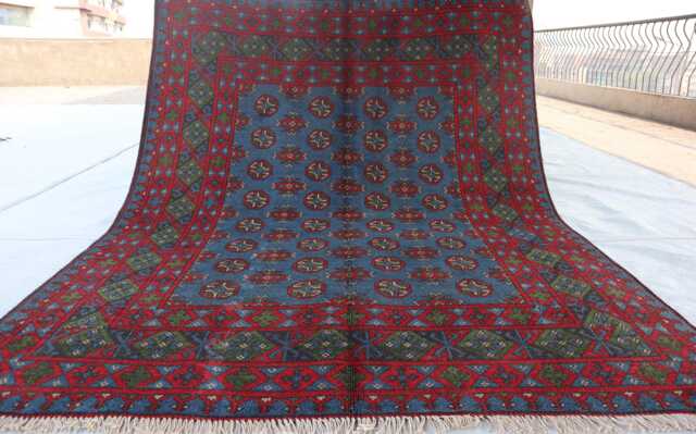 5'2x6'6 Akhcha Navy Blue High Pile Rug - Afghan Turkmen Bokhara Handmade Area Tribal Living Room Rug Bedroom Office - image 1