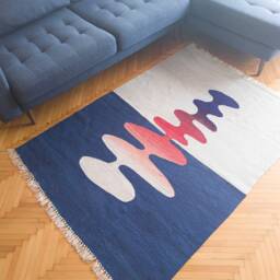 Handwoven Kilim Rug Eco Friendly Wool Flatweave - Art Deco Style - thumbnail 3