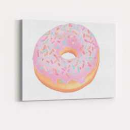 Pastel Pink Sprinkles Doughnut Sweet Bakery Illustration Canvas Wall Art Print Decor Picture Ready To Hang - thumbnail 4