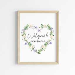 Floral Heart Wreath Print Welcome Home Unframed Wall Art Poster Print - thumbnail 2