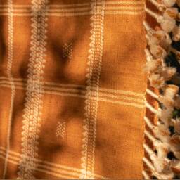 Handwoven Orange Wool Shawl/Throw/Blanket From Kutch, Gujarat - thumbnail 4