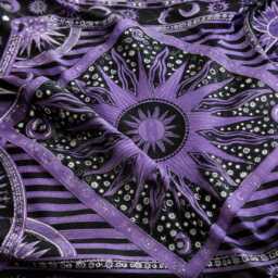 Purple Celestial Tapestry, Sun Moon Stars Wall Hanging, Gothic Boho Room Decor, Witchy Astrology Fabric Art, Cotton 54x84 Inch - thumbnail 2