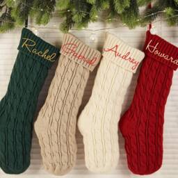 Personalized Christmas Stockings, Embroidered Holiday Stocking, Gift, Knitted Monogram Family Decor - thumbnail 3