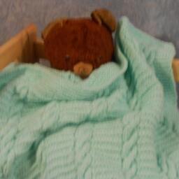 Handmade Hand-Knitted Baby Blanket Or Afghan Aqua Light Green - thumbnail 2