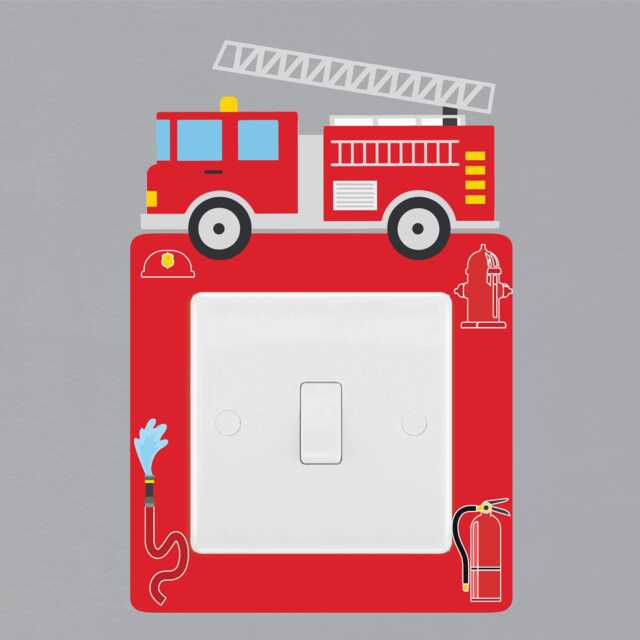 Firefighter Light Switch Surround Sticker Nursery Fast Fire Truck Childrens Decal Wall Art Vinyl Kids Boys Girl Bedroom Room Decor - image 1