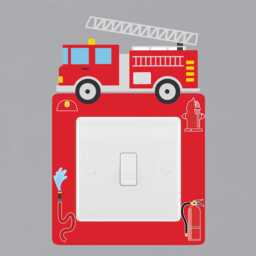 Firefighter Light Switch Surround Sticker Nursery Fast Fire Truck Childrens Decal Wall Art Vinyl Kids Boys Girl Bedroom Room Decor - thumbnail 1