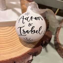 Personalised Ceramic Christmas Bauble, Hand Painted Name Ornament, Tree Decoration - thumbnail 4