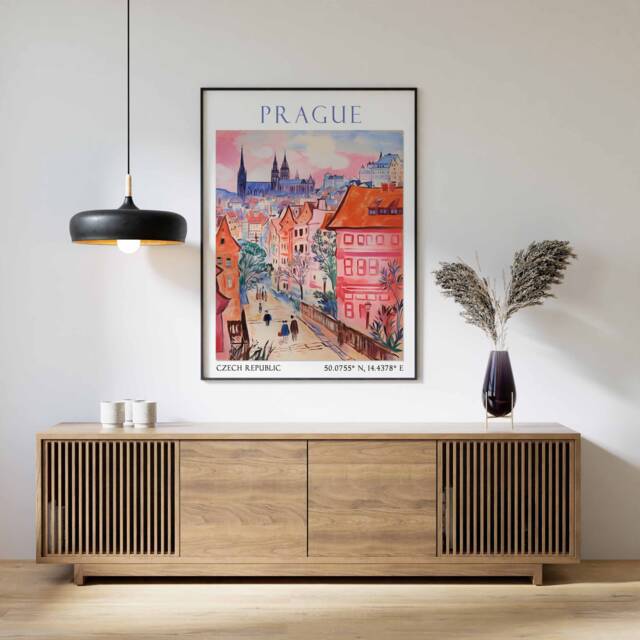 Prague Travel Print, Poster, Czech Republic Wall Art, Charles Bridge Decor, Gift, Vintage Art - image 1
