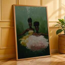Black Women Underwater Art Print, Melanin Goddess Serenity Decor - Poster Only - thumbnail 3