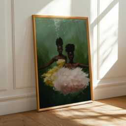 Black Women Underwater Art Print, Melanin Goddess Serenity Decor - Poster Only - thumbnail 2