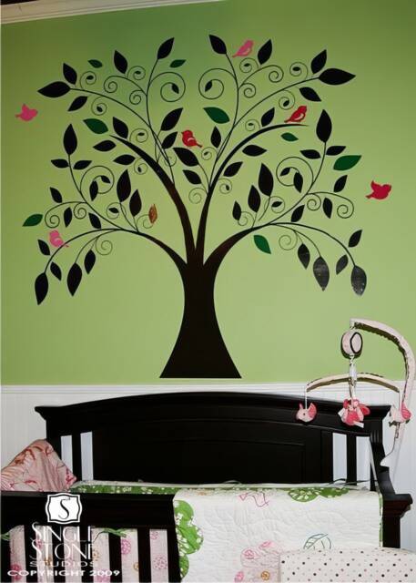 Nursery Tree Wall Decal Whimsical - Vinyl Stickers Art Custom Home Decor - image 1