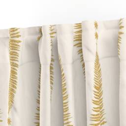Gold Ferns Curtain Panel - Botanical Autumn Mustard Custom Fern Leaf On Cream By Eti_Enne - thumbnail 3