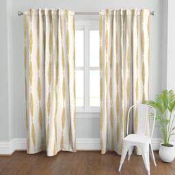 Gold Ferns Curtain Panel - Botanical Autumn Mustard Custom Fern Leaf On Cream By Eti_Enne - thumbnail 2