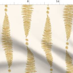 Gold Ferns Curtain Panel - Botanical Autumn Mustard Custom Fern Leaf On Cream By Eti_Enne - thumbnail 4
