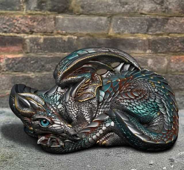 Unique Concrete Dragon Figurine Garden Fantasy Sculpture Outdoor Stone Ornament Handmade Animal Patio Decor Cement Art - image 1