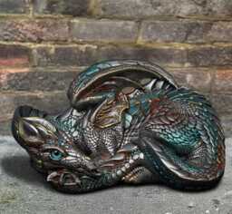 Unique Concrete Dragon Figurine Garden Fantasy Sculpture Outdoor Stone Ornament Handmade Animal Patio Decor Cement Art - thumbnail 1