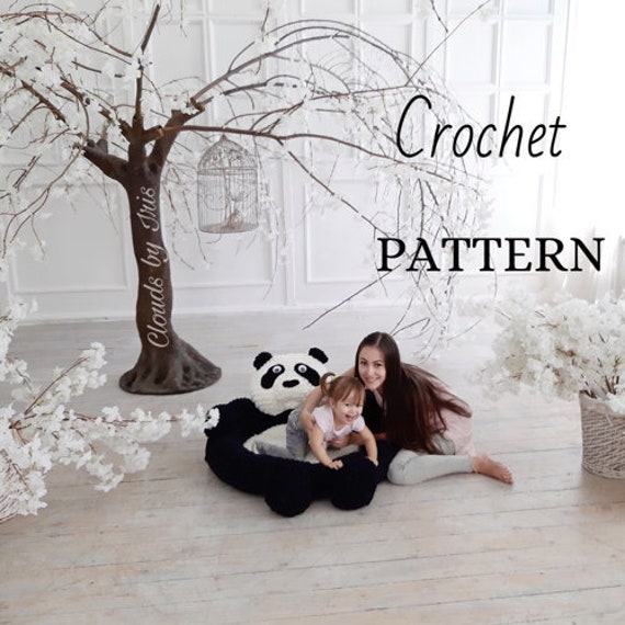 Panda Pool Crochet Pattern - Alize Puffy Yarn, Children's Mat - PDF Pattern - image 1
