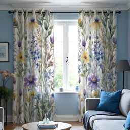 Pastel Floral Curtains, Soft Botanical Print Drapes, Custom Window Panels For Living Room Bedroom - thumbnail 3